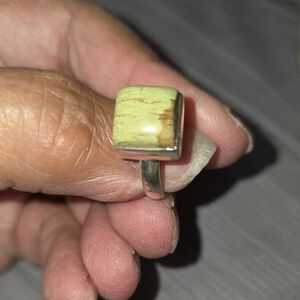 Elegant Sterling Silver Prehnite Ring.